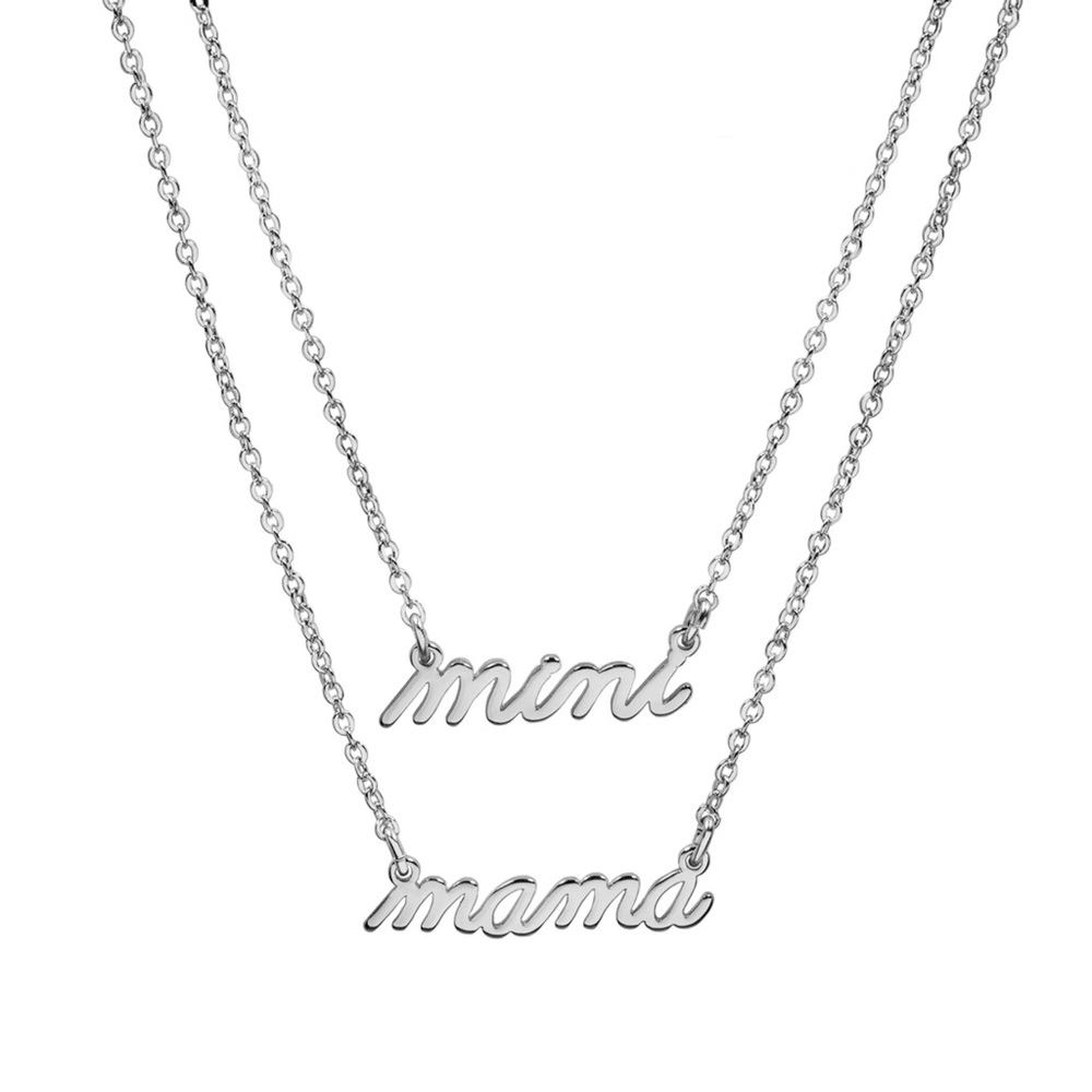 LC Lauren Conrad "Mama" & "Mini" Silver Tone Necklace Set